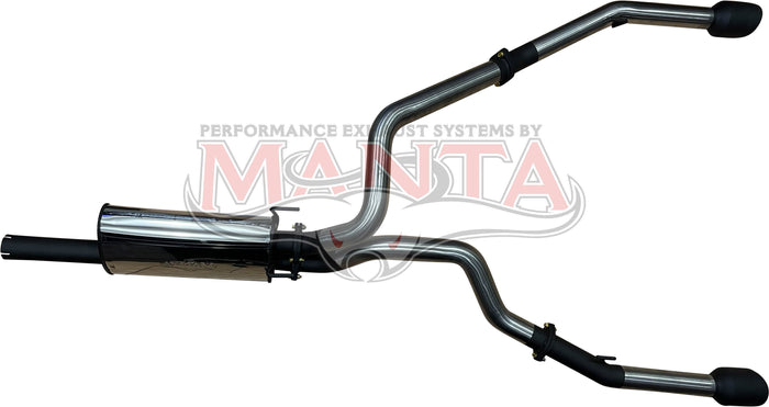 Manta Performance Single 3in into Dual Factory Cat Back Exhaust with 5in Black Tips (Ram 1500 DS 09-18) — fits Dodg...
