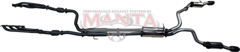 Manta Performance Dual 3in Full Exhaust with Extractors & Cat & 5in Black Tips (Ram 1500 TRX 21+) — fits Dodge Ram...