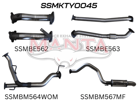 Manta Performance 2.5in No Cat Muffler Rear, Dump Tip (Landcruiser VDJ200 07+)