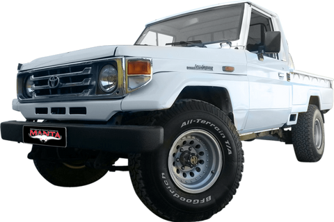 Manta Performance Single 2.5in Extractors Back Stainless Steel - Quiet (Landcruiser HZJ75/HZJ78 80+) — fits Toyota...