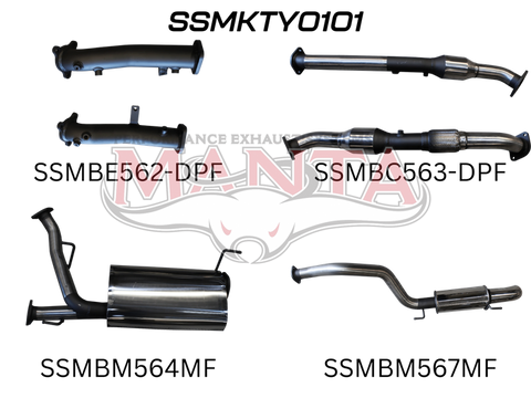 Manta Performance 2.5in with Cat Muffler C&R, Dump Tip (Landcruiser VDJ200 07+) — fits Toyota Landcruiser 200 Serie...