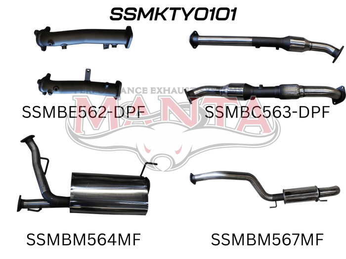 Manta Performance 2.5in with Cat Muffler C&R, Dump Tip (Landcruiser VDJ200 07+) — fits Toyota Landcruiser 200 Serie...