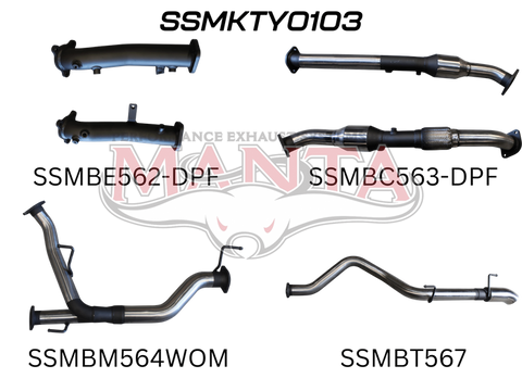 Manta Performance 2.5in with Cat Pipe Only, Dump Tip (Landcruiser VDJ200 07+) — fits Toyota Landcruiser 200 Series...
