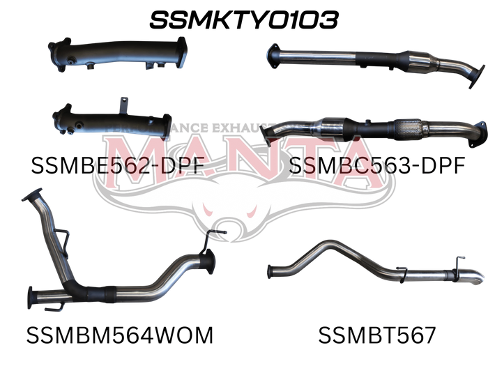 Manta Performance 2.5in with Cat Pipe Only, Dump Tip (Landcruiser VDJ200 07+) — fits Toyota Landcruiser 200 Series...