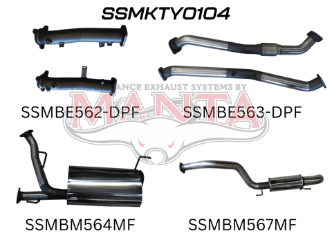 Manta Performance 2.5in No Cat Muffler Center & Rear, Dump Tip (Landcruiser VDJ200 07+) — fits Toyota Landcruiser 2...