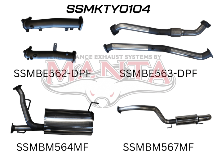 Manta Performance 2.5in No Cat Muffler Center & Rear, Dump Tip (Landcruiser VDJ200 07+) — fits Toyota Landcruiser 2...