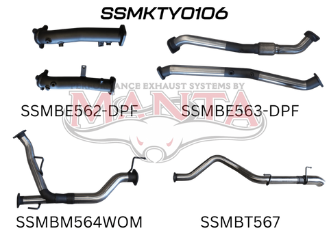 Manta Performance 2.5in No Cat Muffler Rear, Dump Tip (Landcruiser VDJ200 07+)