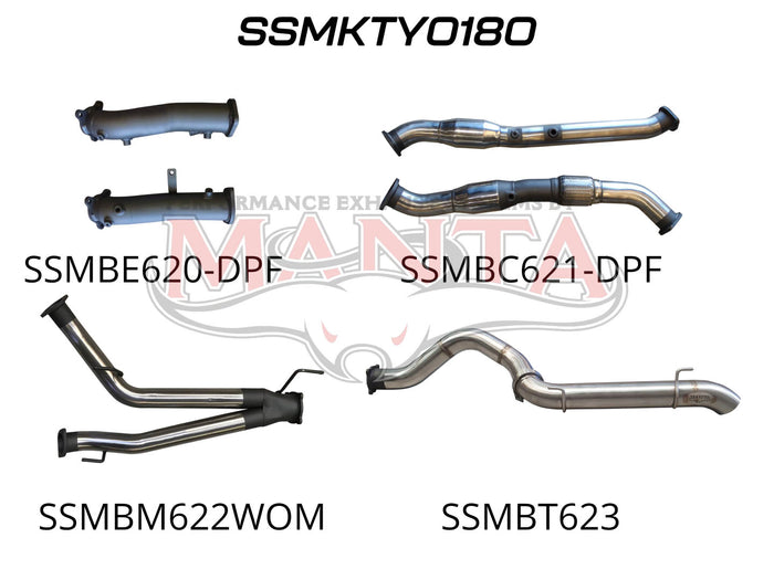 Manta Performance Dual 3in Turbo Back Pipe Only System 4in Tailpipe Exit (Landcruiser VDJ200 07+) — fits Toyota Lan...