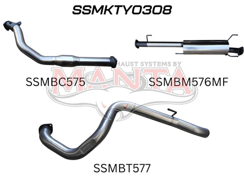 Manta Performance 3in with Cat & without Rear Muffler (Prado KDJ120/150 02+) — fits Toyota Landcruiser Prado 150 Se... (image