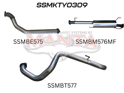Manta Performance 3in No Cat & No Rear Muffler (Prado KDJ120/150 02+) — fits Toyota Landcruiser Prado 150 Series