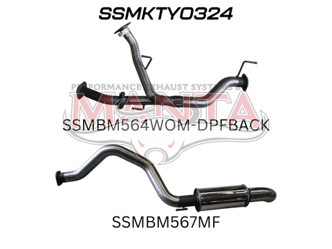 Manta Performance Dual 2.5in into Single 3in DPF Back with Rear Muffler 4in Tip (Landcruiser VDJ200 07+) — fits Toy...