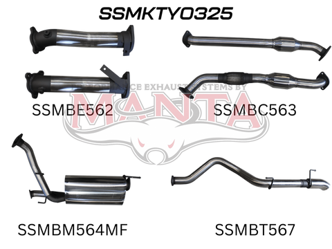Manta Performance 2.5in with Cat Muffler Center & Rear Tail Pipe incl 4in Dump Tip (Landcruiser VDJ200 07+) — fits...