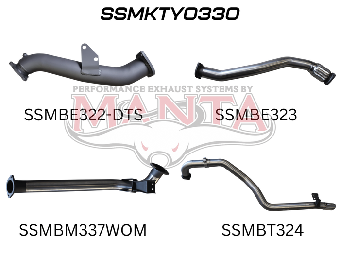 Manta Performance 3in Turbo Back without Muffler (Landcruiser HZJ105 90-00) — fits Toyota Landcruiser 105 Series