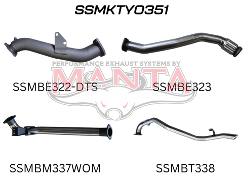 Manta Performance 3in Turbo Back Without Muffler To Suit DTS Turbo Kit (Landcruiser HZJ80) — fits Toyota Landcruise...