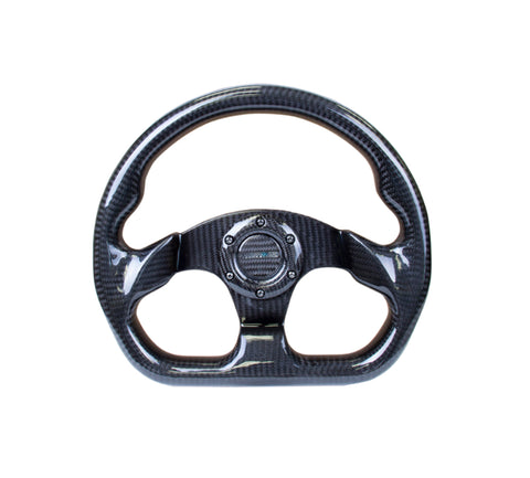 NRG Carbon Fiber Steering Wheel 320mm Flat Bottom Shiny Black