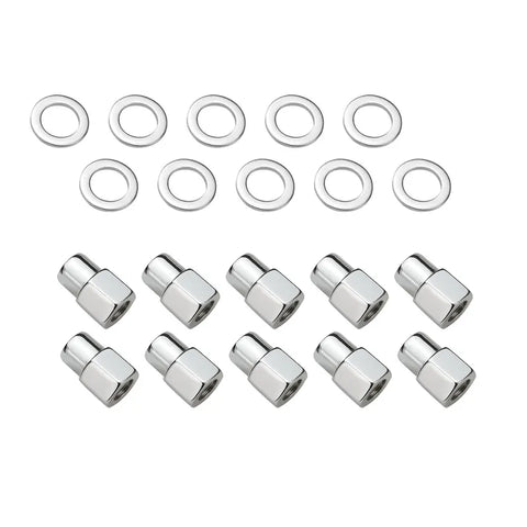 Street Pro Wheels Wheel Lug Nut Kit Chrome Open End Medium Mag Length 1.38 7/16 0.55 Shank Set of 10