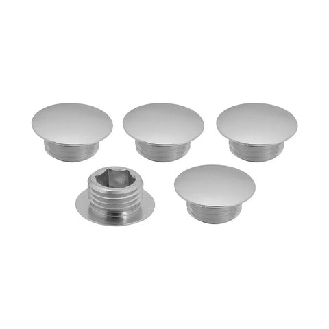Street Pro Wheels Street Pro Wheel Lug Nut Block Off Caps, 7/16"-20, Billet Aluminium, Silver, Set of 5