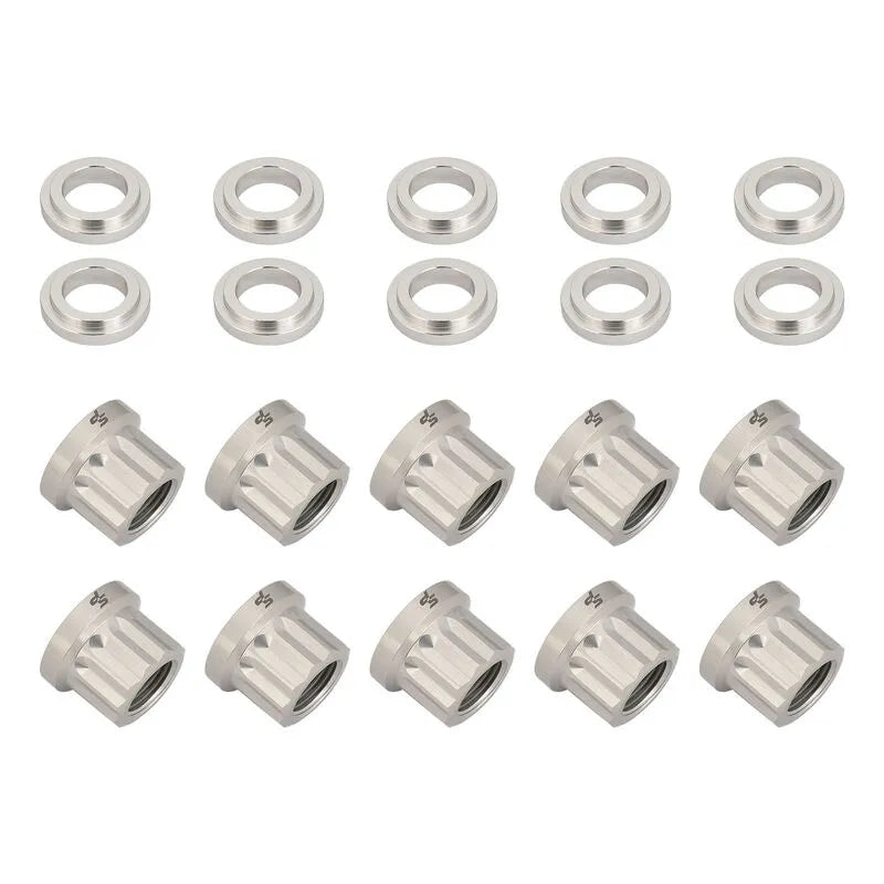 Street Pro Wheels Street Pro Wheel Nut & Washer Kit, 5/8''-18, Cold Forged Billet Aluminium, Silver, 12-Point, Set of 10