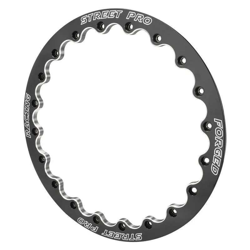 Street Pro Wheels Street Pro 009 Series Rear Beadlock Ring 15'', Gloss Black Milled, Billet Aluminium, Each