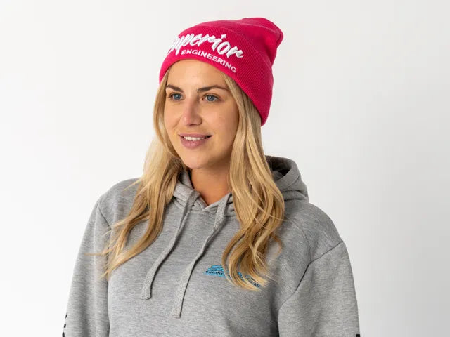Superior Engineering Pink Beanie with White Solid Logo Each