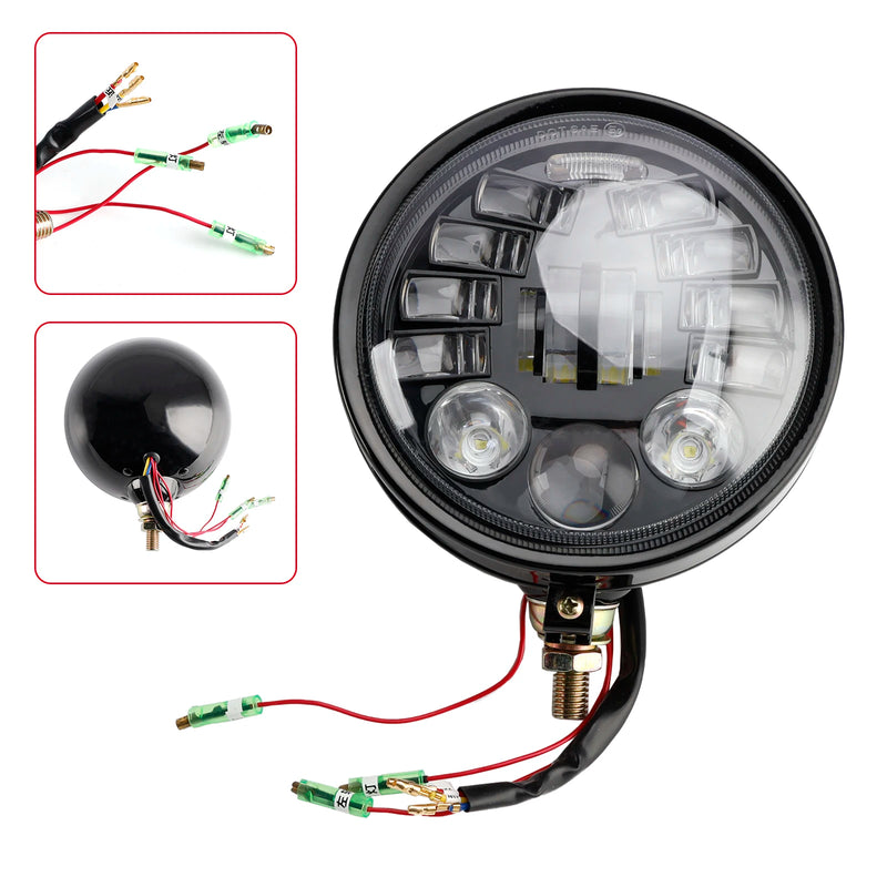 Powersports Pro Multifunctional Beam Headlight Lamp Custom Black #82 For Racer Bobber Chopper