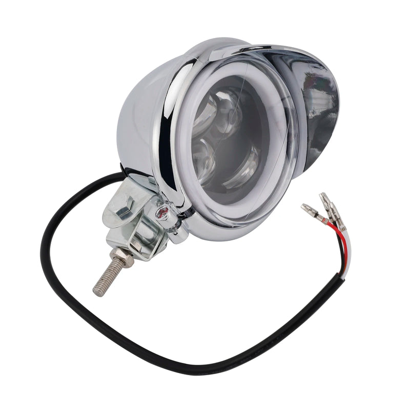 Powersports Pro #D62 Motorcycle Spotlight Headlight Fog Beam Chrome Motorcycle Scooter
