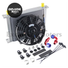 Universal 28 Row 10AN Oil Cooler with 7" Electric Fan & Fittings