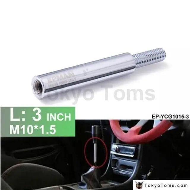Manual Gear Shifter Lever 3In M10X1.5 Silver Shift Knob Extension
