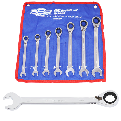 SP Tools Gear Drive ROE Spanner Set - 888 Series - 15° Offset - SAE - 7pc