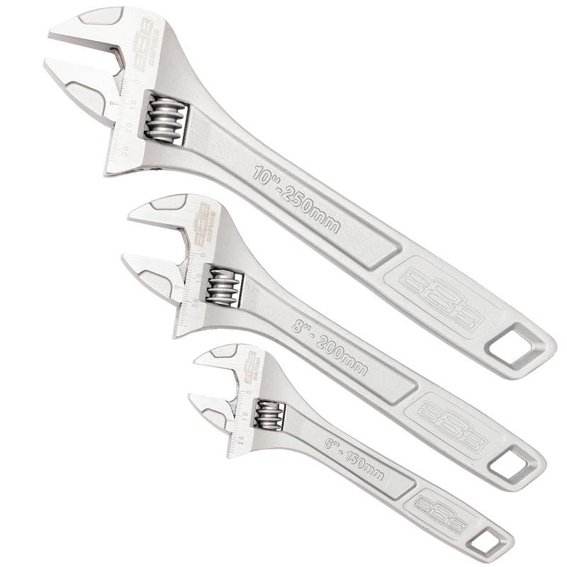 SP Tools Adjustable Wrench Set - 888 Series - Chrome - 3pc