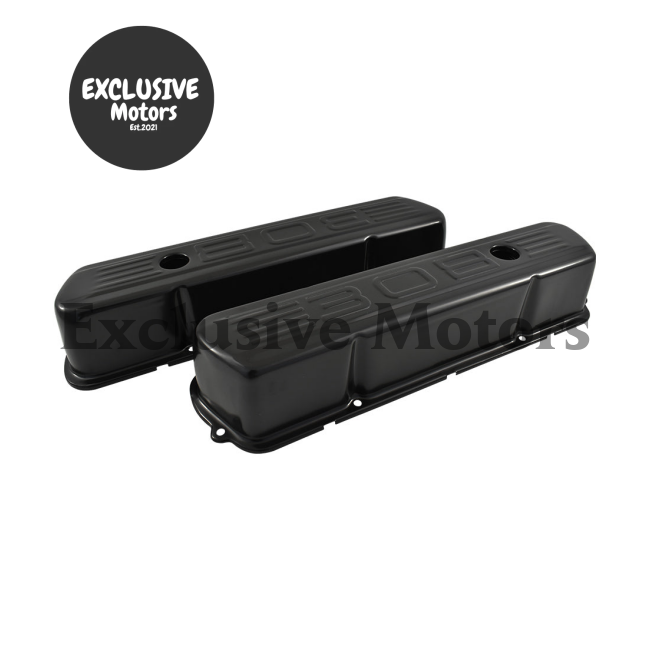 Holden V8 308 Logo Tall Black Steel Valve Rocker Covers (1968-2000)