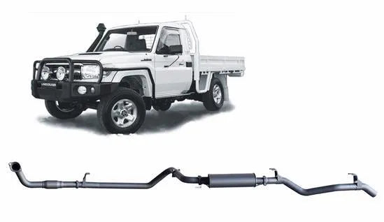 RedBack Exhausts RXD Dump Pipe Back Exhaust System - Catted w/Large Muffler (LandCruiser 79 Series 90-07) — fits To...