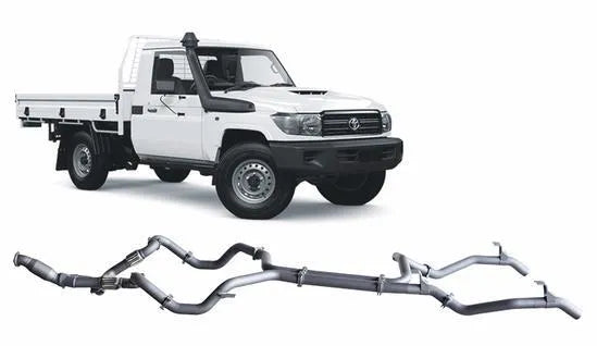 RedBack Exhausts RXD Twin Dump Pipe Back Exhaust System - Catted w/Pipe Only (LandCruiser 79 Series Single Cab 07-16)