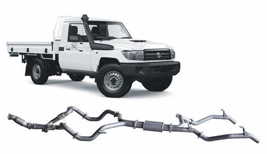 RedBack Exhausts RXD Twin Dump Pipe Back Exhaust System (LandCruiser 79 Series Single Cab 07-16)