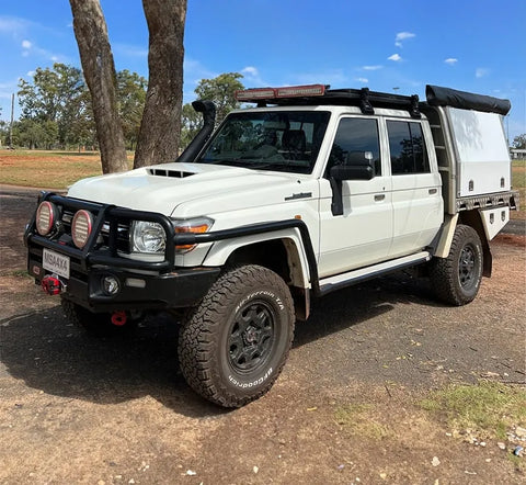 MSA 4x4 Towing Mirrors - Black, Electric Kit, Big Base, Indicators (Landcruiser 70-79 Series)