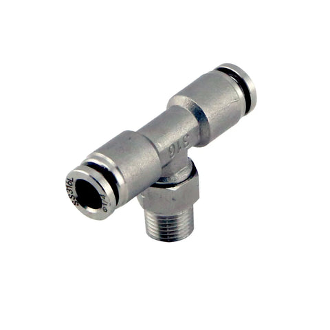 Turbosmart Pushlock Stainless Steel Fitting - 1/8? NPT To 1/4? PTC Tee