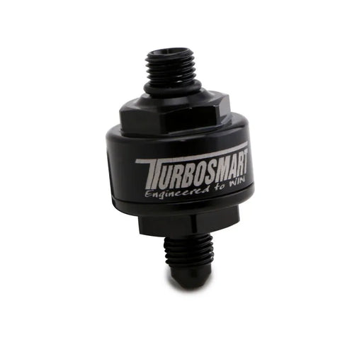 Turbosmart Billet Turbo Oil Feed Filter 44um AN-4 to AN-4 ORB - Black