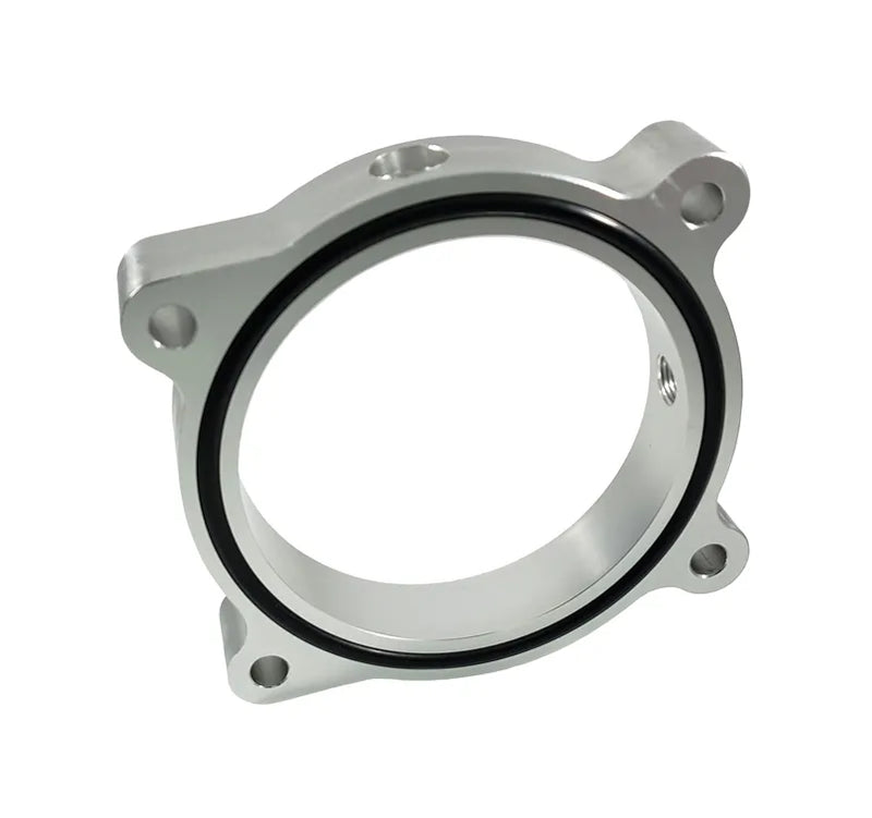 Torque Solution Throttle Body Spacer (Mustang GT 5.0L 11-16) Silver — fits Ford Mustang