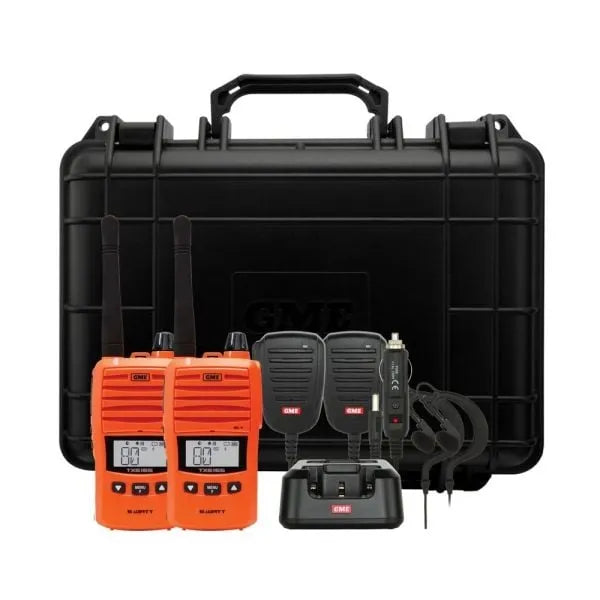 GME 5/1 Watt UHF CB Handheld Radio Twin Pack Blaze Orange