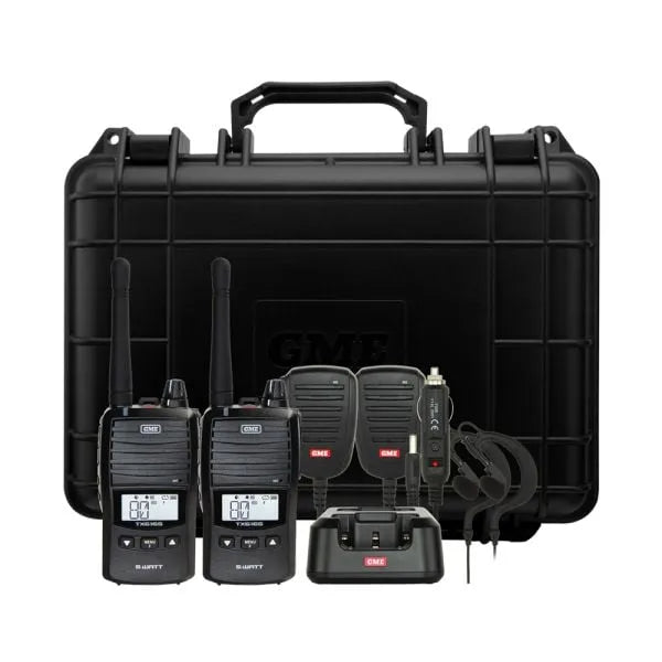 GME 5/1 Watt UHF CB Handheld Radio Twin Pack - Includes Accessories