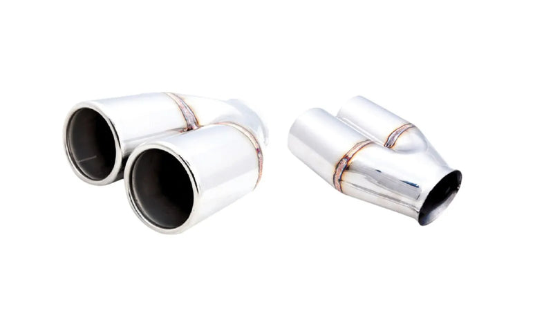 XForce Universal Tips - 3.5in Inlet/Twin 3in Straight-Cup Round Resonated Tip