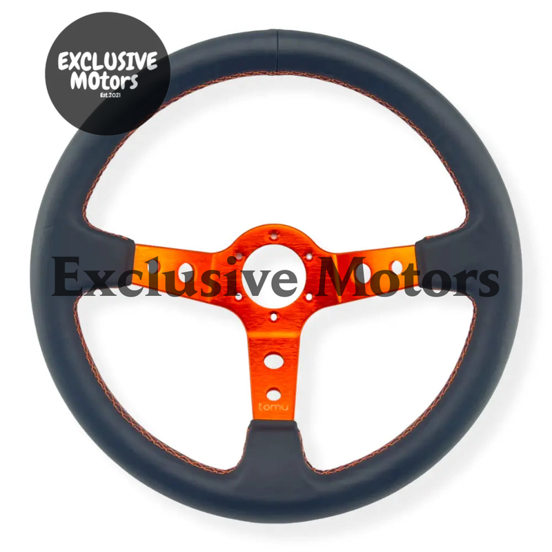 Orange Spoke with Black Leather Steering Wheel