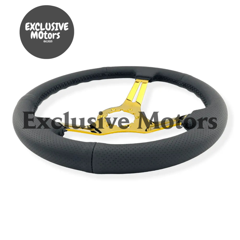 Black Perforated Leather with Gold Spoke Steering Wheel