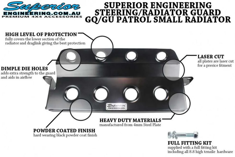 Superior Engineering Steering and Radiator Guard — Nissan Patrol GQ/GU (Small Radiator) - UGRD-B-PTR20-A