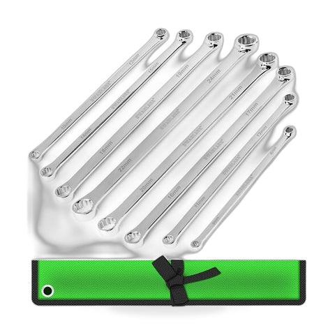 8x Extra Long Aviation Spanner Set Double Ring CRV Wrench with Bag 8-24mm — image 1
