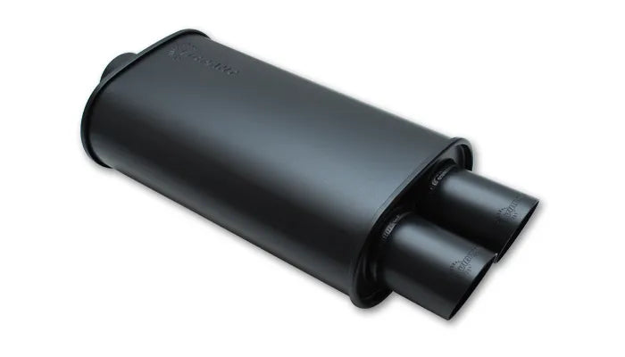 Vibrant Performance Streetpower Flat Black Oval Muffler with Dual Tips