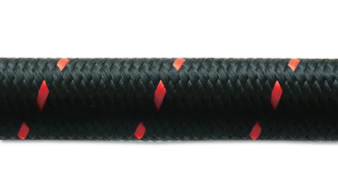 Vibrant Performance 10ft Roll of Black Red Nylon Braided Flex Hose AN Size: -4 Hose ID: 0.22"