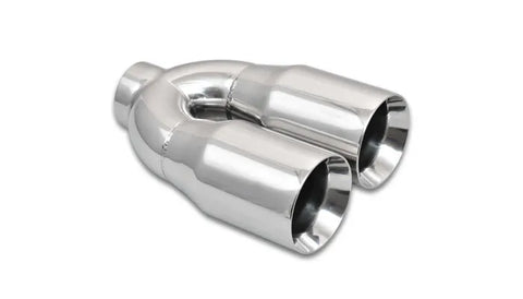 Vibrant Performance Dual 3.5" Round SS Tips - Double Wall Straight Cut