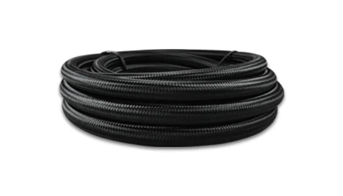 Vibrant Performance 5ft Roll of Black Nylon Braided Flex Hose with PTFE Liner AN Size: -6
