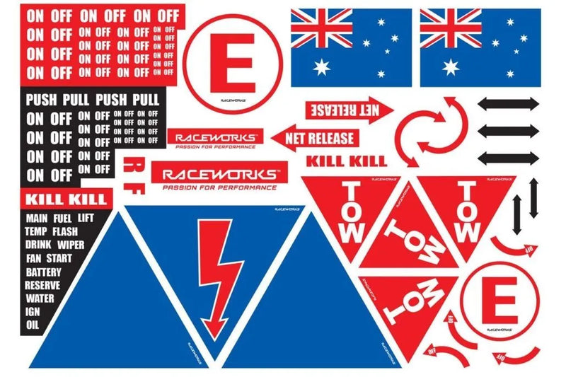 Raceworks CAMS Approved Sticker/Racing Decal Sheet